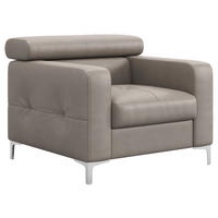 FOTELJA koža  siva   - siva/boje kroma, Design, koža/metal (99/78-92/106cm) - Livetastic