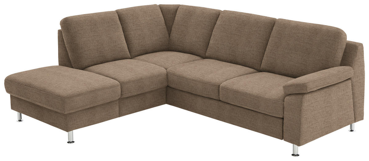 ECKSOFA in Webstoff Hellbraun  - Hellbraun/Alufarben, Konventionell, Textil/Metall (200/241cm) - Beldomo System