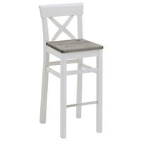 BARHOCKER Grau, Weiß Kiefer massiv  - Weiß/Grau, ROMANTIK / LANDHAUS, Holz (43,5/106/44cm) - Boxxx