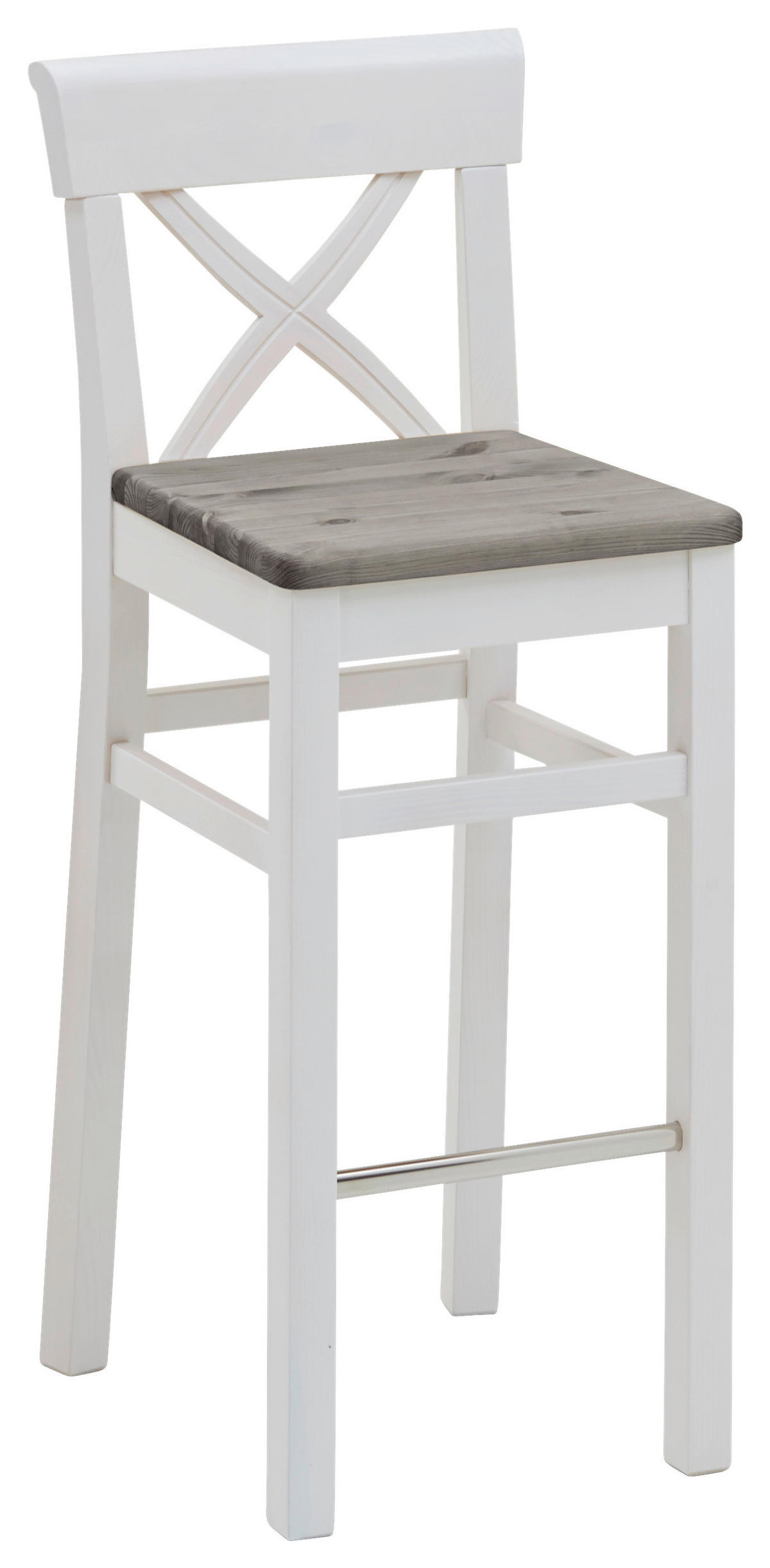 BARHOCKER Grau, Weiß Kiefer massiv  - Weiß/Grau, ROMANTIK / LANDHAUS, Holz (43,5/106/44cm) - Boxxx