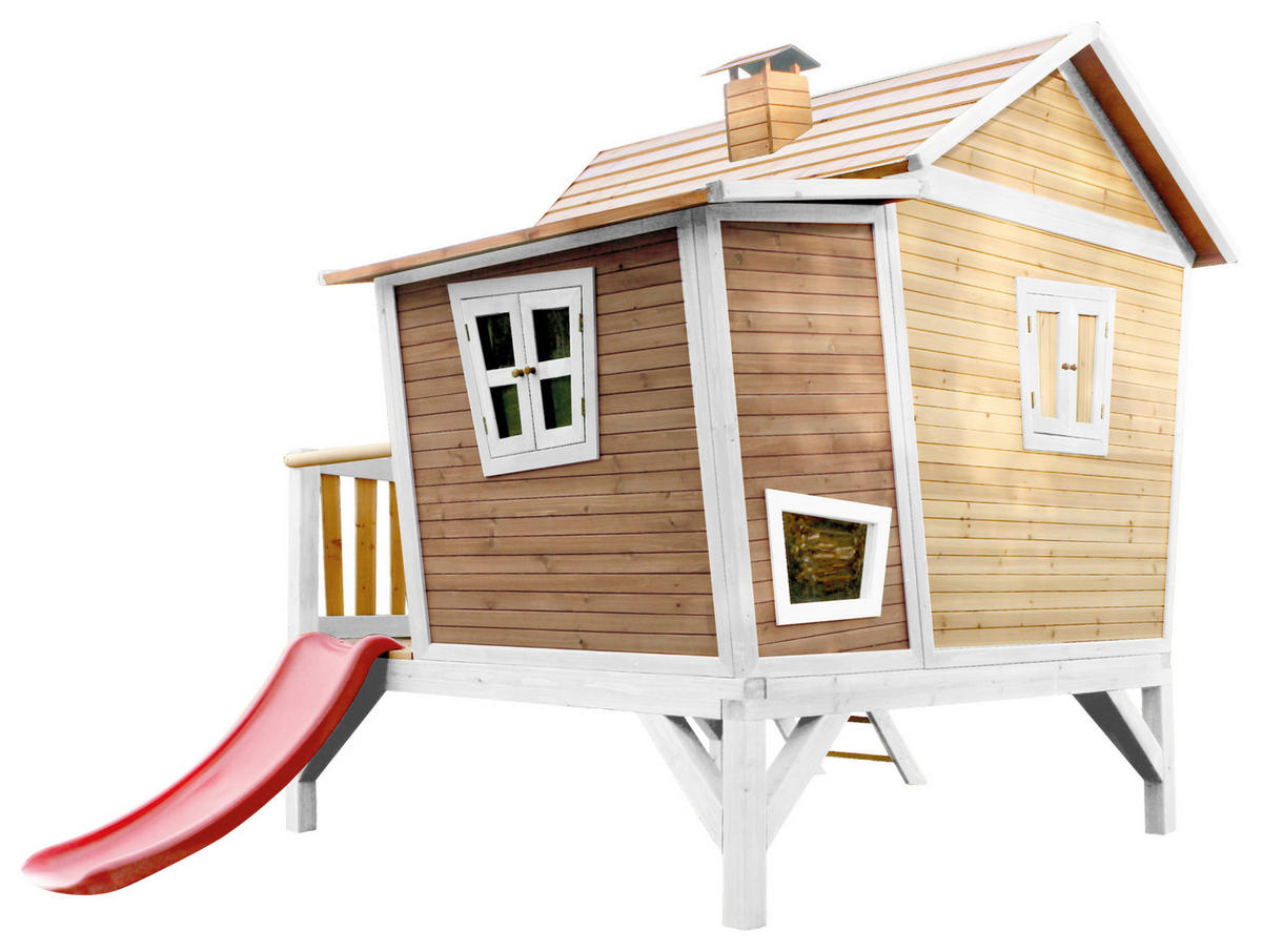 SPIELHAUS 123/12,8/152 cm  - Weiss/Rot, Konventionell, Holz/Kunststoff (123/12,8/152cm)