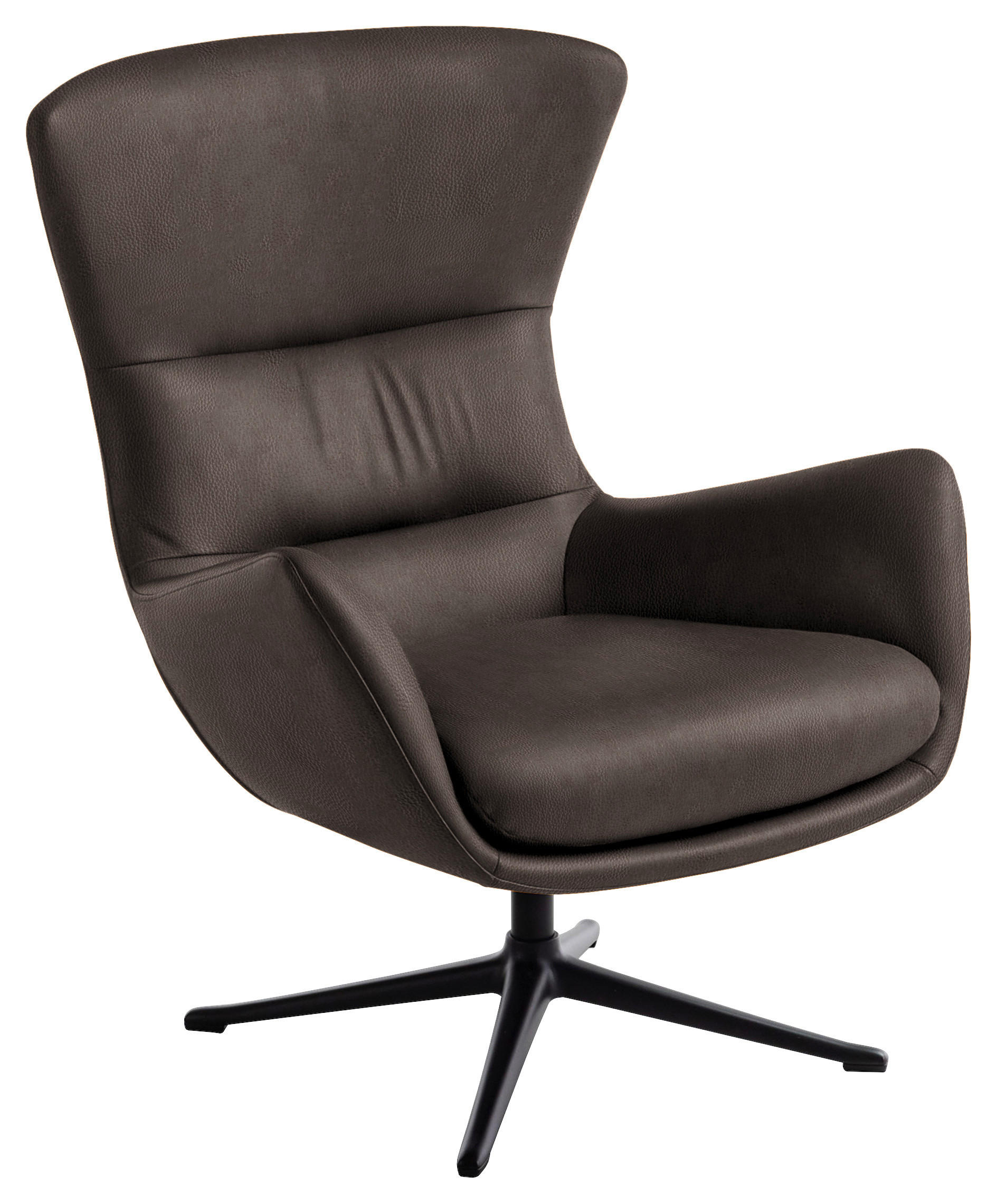 OHRENSESSEL in Dunkelbraun  - Dunkelbraun/Schwarz, Design, Leder/Metall (84/104/96cm) - home24