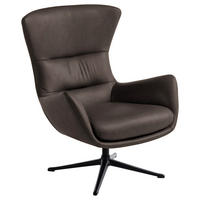 OHRENSESSEL in Dunkelbraun  - Dunkelbraun/Schwarz, Design, Leder/Metall (84/104/96cm) - home24