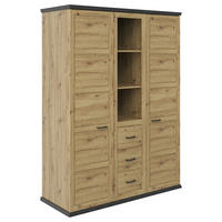 DREHTÜRENSCHRANK  in Eichefarben, Dunkelgrau  - Eichefarben/Dunkelgrau, ROMANTIK / LANDHAUS, Holzwerkstoff/Metall (154/209,2/60,2cm) - Hom`in