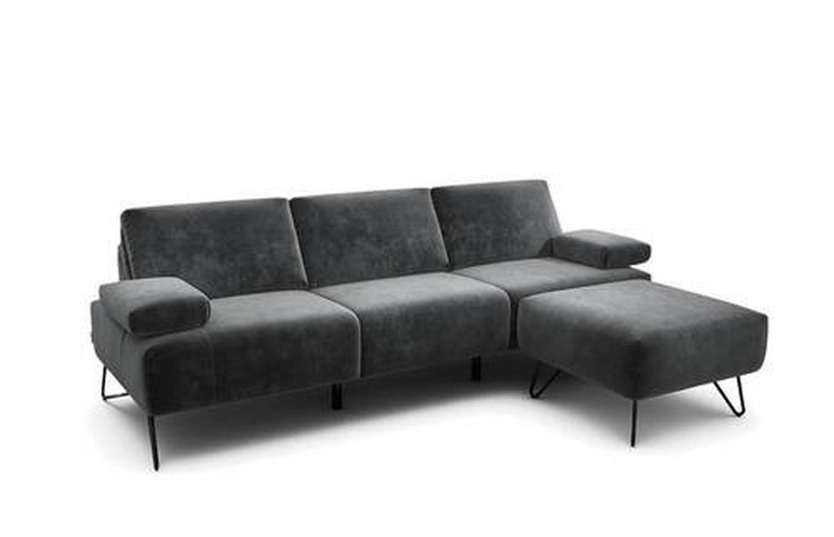 3-SITZER-SOFA in Samt Anthrazit  - Anthrazit/Schwarz, Design, Textil/Metall (234-264/85/86-94cm) - SENSOO