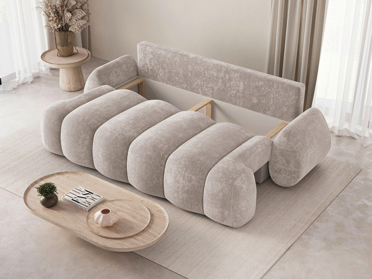 SCHLAFSOFA Hellbraun  - Hellbraun/Schwarz, Design, Kunststoff/Textil (270/103/113cm) - MID.YOU
