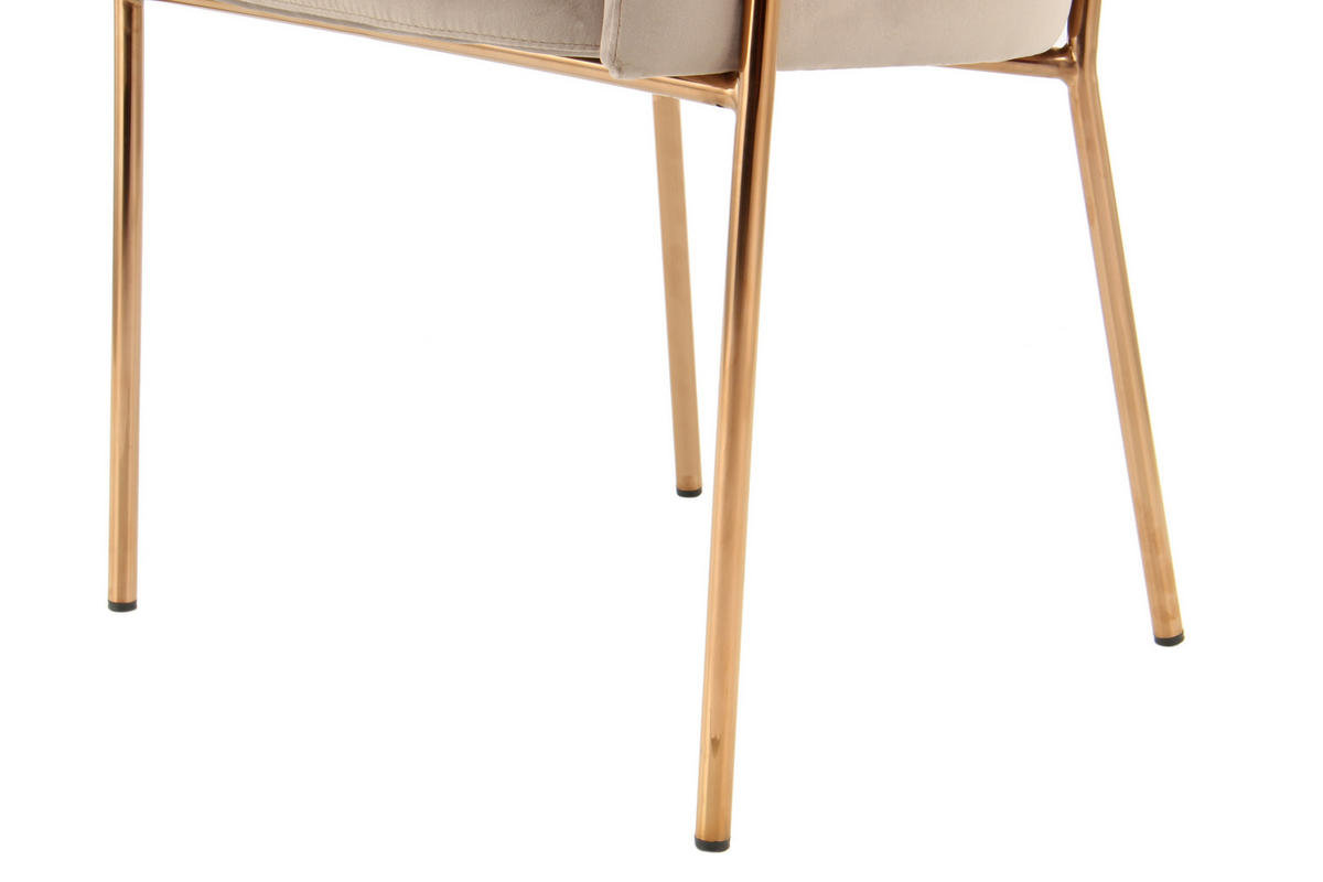 ARMLEHNSTUHL  in Edelstahl, Eisen Samt  - Taupe/Goldfarben, Design, Holz/Kunststoff (58/79/57cm) - Kayoom