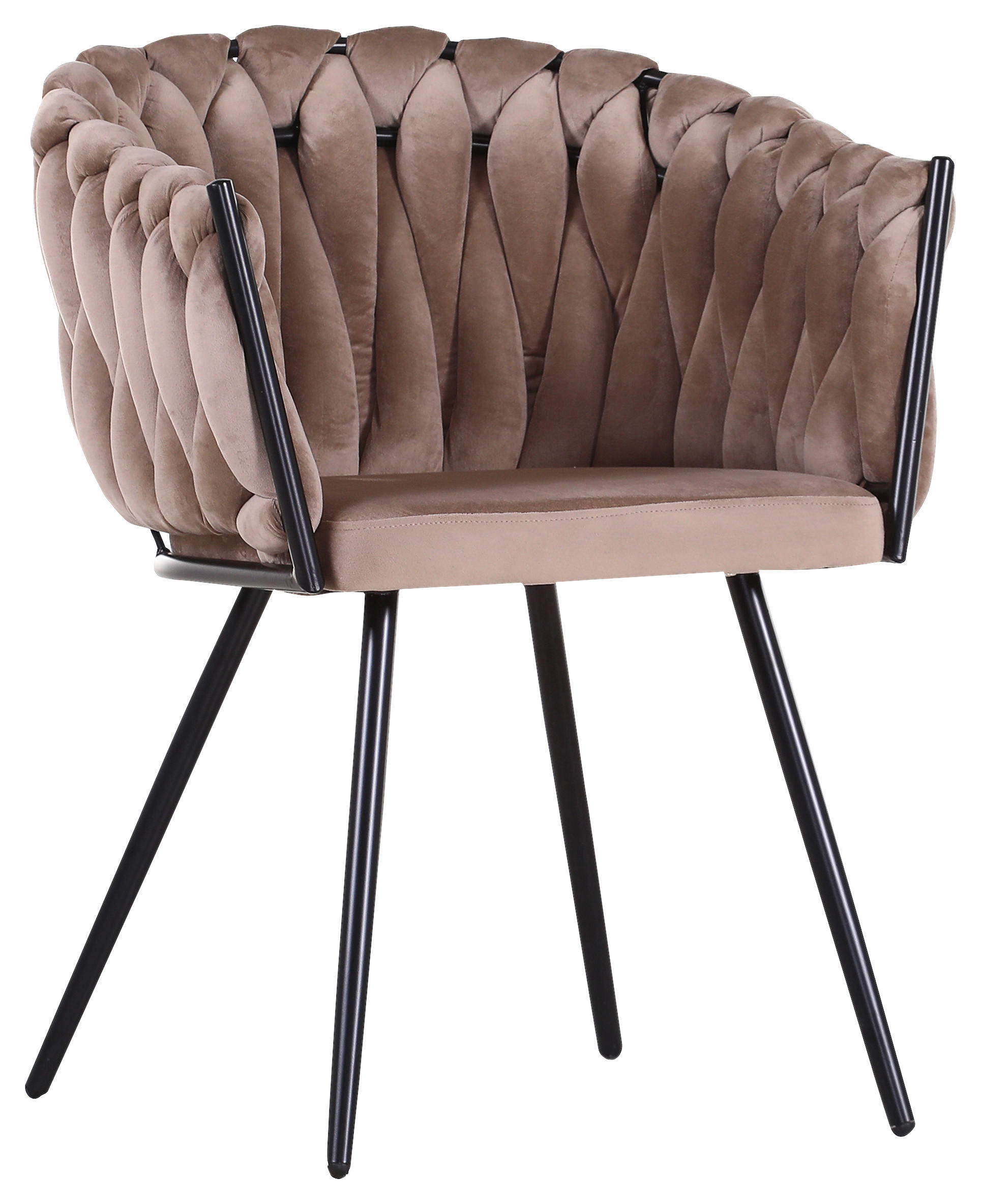 ARMLEHNSTUHL  in Aluminium Velours  - Hellbraun/Schwarz, LIFESTYLE, Textil/Metall (60/78/55cm) - Landscape