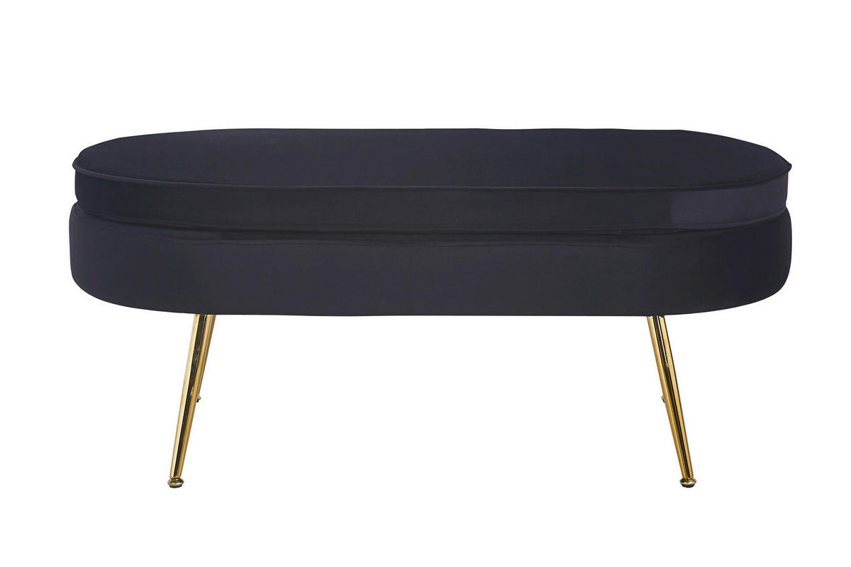 HOCKER in Textil Schwarz  - Goldfarben/Schwarz, MODERN, Textil/Metall (99/40/44cm) - Livetastic