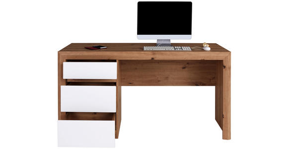 Schreibtisch Kashmir New Kab01 - Eichefarben/Weiß, MODERN, Holzwerkstoff (152/78/60cm) - James Wood