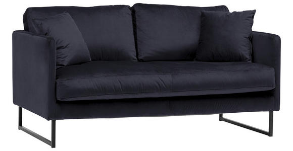 2-SITZER-SOFA in Samt Schwarz  - Schwarz, Design, Textil/Metall (150/78/84cm) - Carryhome