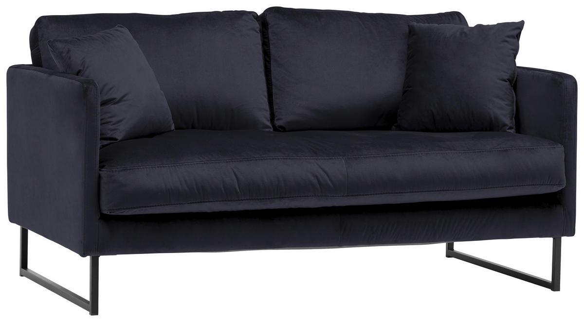 2-SITZER-SOFA in Samt Schwarz  - Schwarz, Design, Textil/Metall (150/78/84cm) - Carryhome