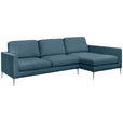 ECKSOFA Blau Chenille  - Blau/Silberfarben, KONVENTIONELL, Textil/Metall (284/143cm) - Carryhome