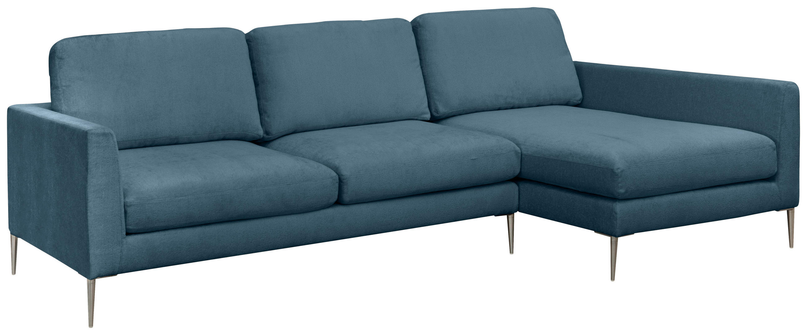 ECKSOFA Blau Chenille  - Blau/Silberfarben, KONVENTIONELL, Textil/Metall (284/143cm) - Carryhome