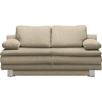 SCHLAFSOFA  mit Fußauswahl, Stoffauswahl Webstoff Beige  - Chromfarben/Beige, Design, Textil/Metall (194/96/86cm) - Novel