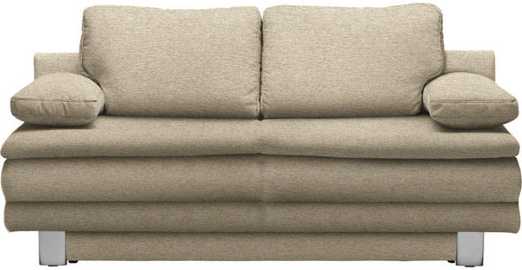 SCHLAFSOFA Webstoff Beige - Chromfarben/Beige, Design, Textil/Metall (194/96/86cm) - Novel