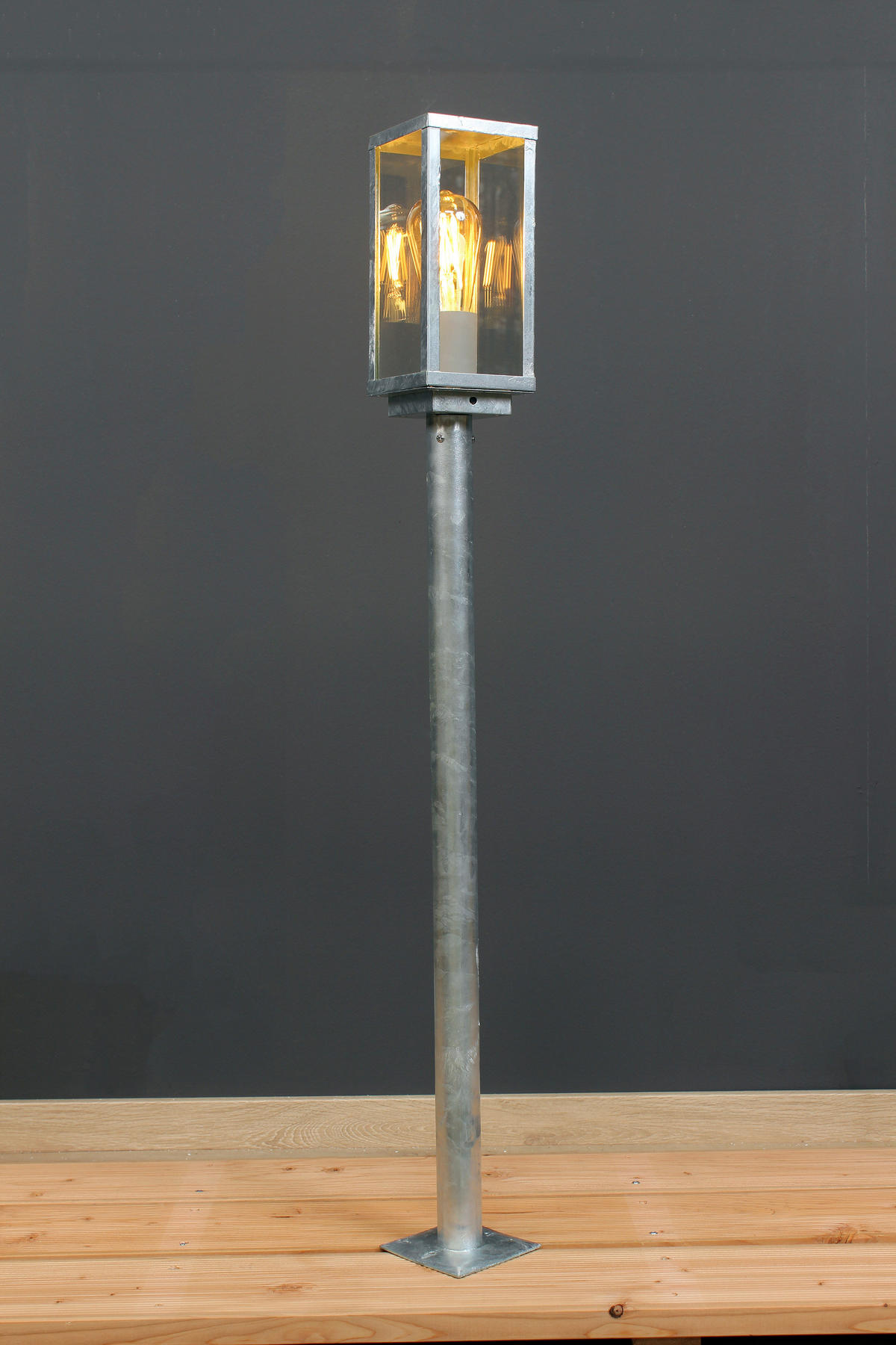 WEGELEUCHTE Karo   - Klar/Zinkfarben, Basics, Glas/Metall (100/11/11cm)