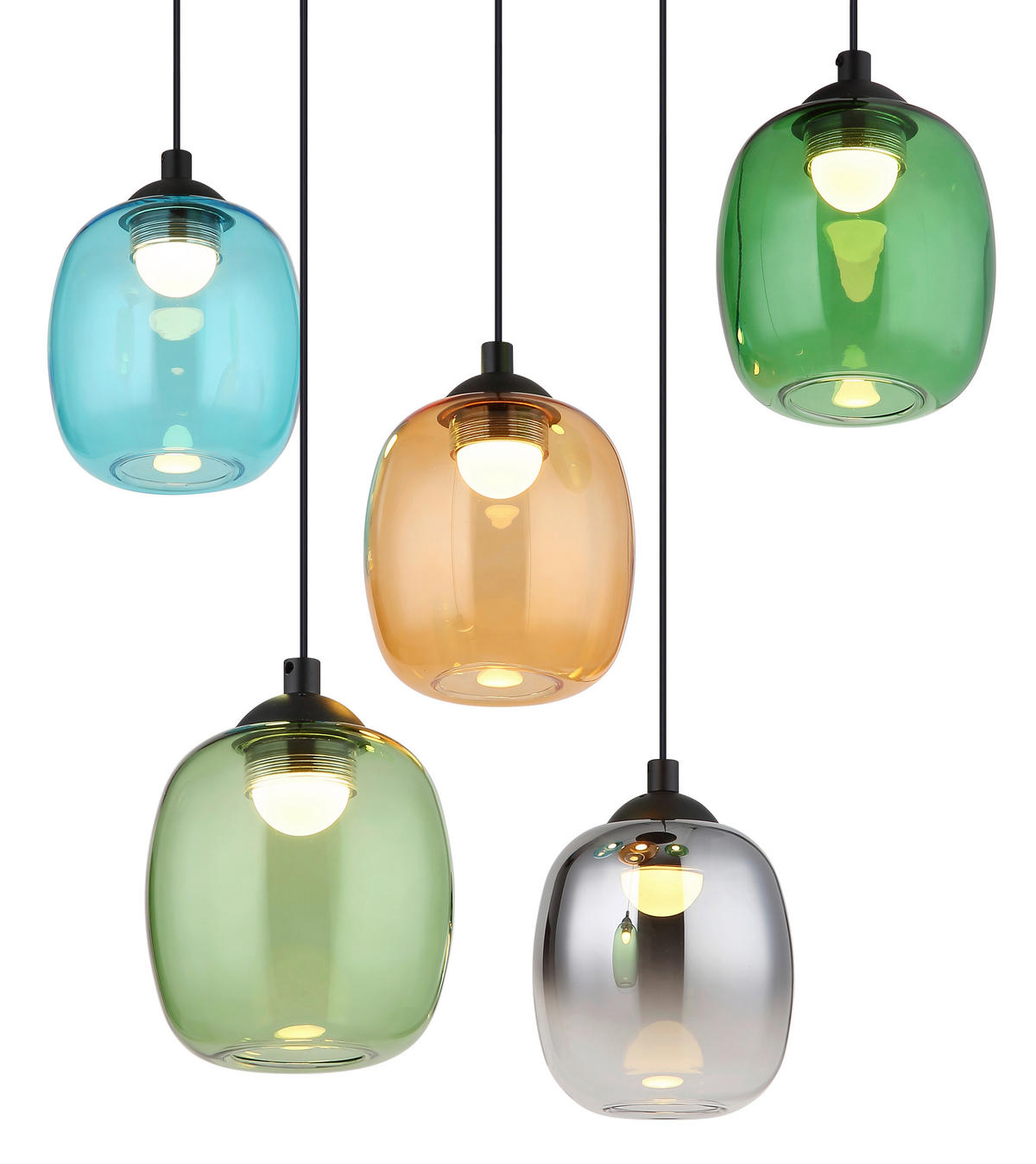 LED-HÄNGELEUCHTE MINARA 43/150 cm   - Blau/Dunkelgrün, Basics, Glas/Kunststoff (43/150cm)