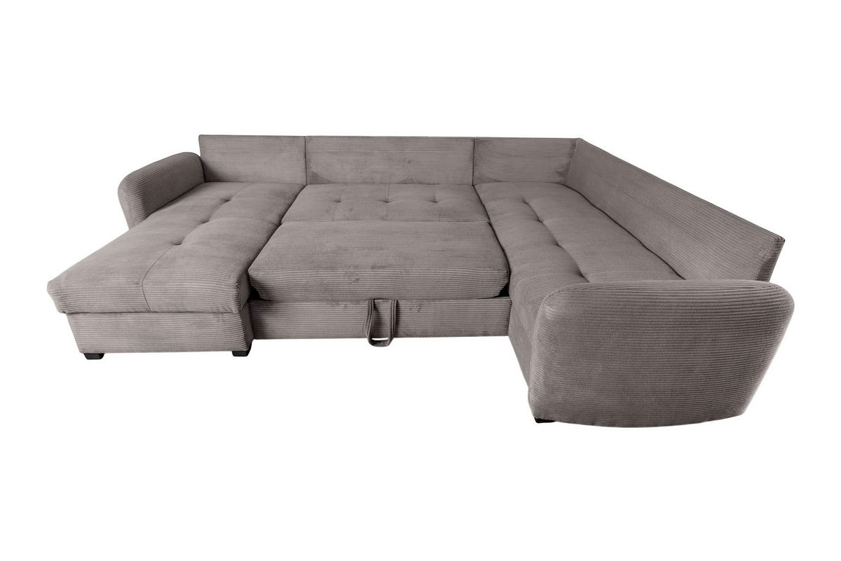 WOHNLANDSCHAFT SORINA Dunkelgrau Cord  - Dunkelgrau/Schwarz, Design, Kunststoff/Textil (157/305/202cm) - MID.YOU