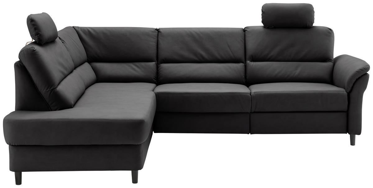 ECKSOFA Schwarz Lederlook  - Schwarz, MODERN, Holz/Textil (190/266cm) - Livetastic