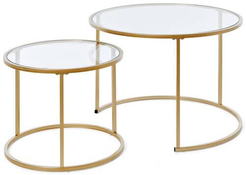 SATZTISCH rund Weiß, Goldfarben  - Goldfarben/Weiß, KONVENTIONELL, Holzwerkstoff/Metall (73,4/73,4/50cm) - Livetastic