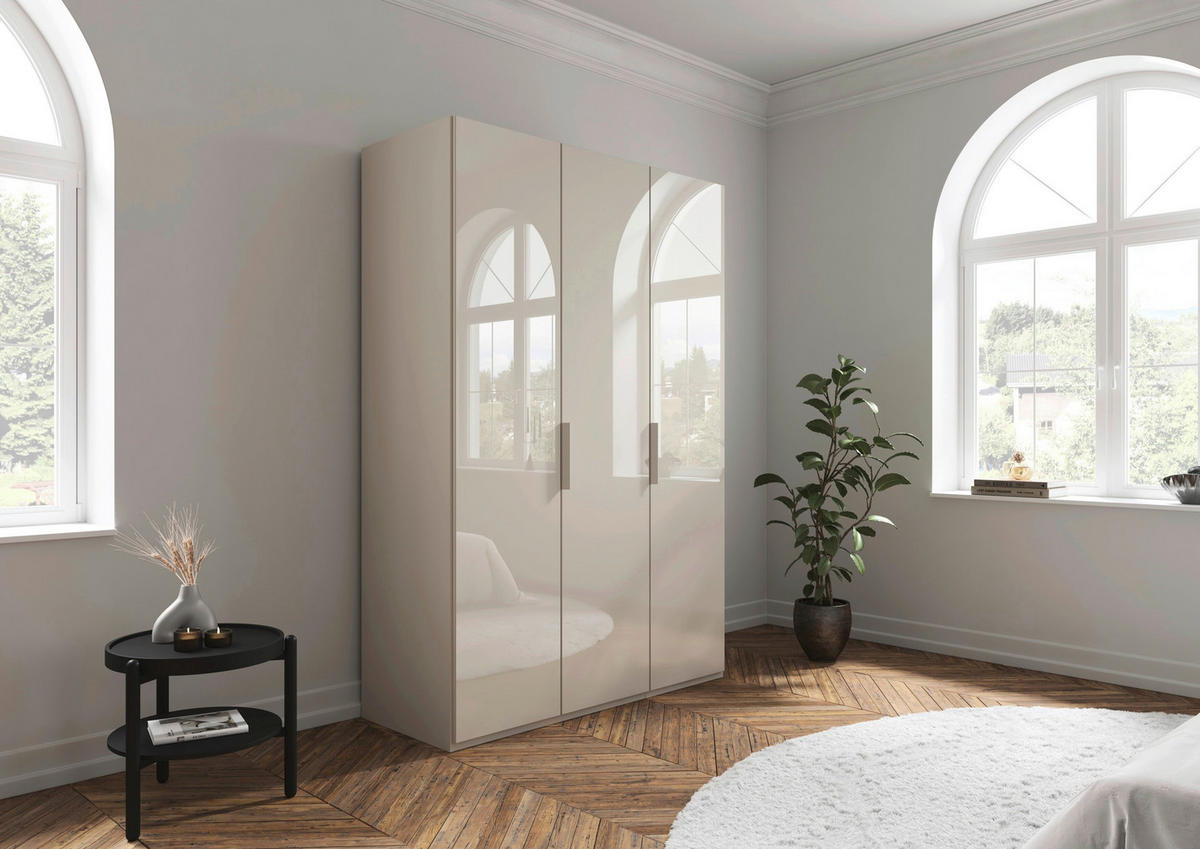 DREHTÜRENSCHRANK 151/223/61 cm,  in Champagner, 3-türig  - Champagner, Basics, Glas/Holzwerkstoff (151/223/61cm) - Novel