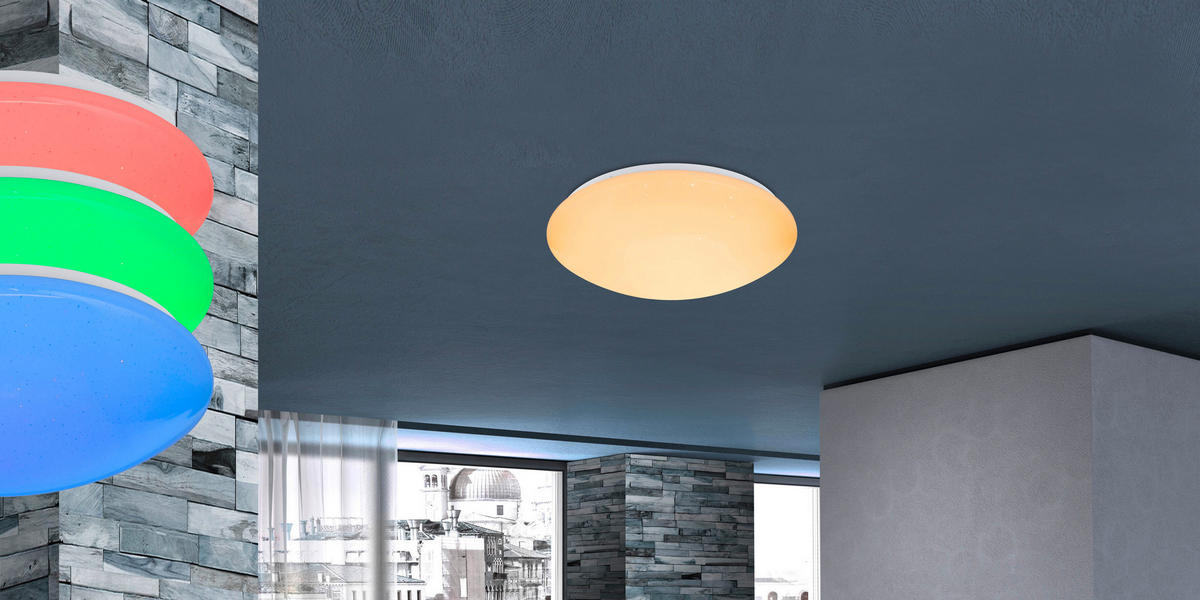 LED-DECKENLEUCHTE - Opal/Weiß, Basics, Kunststoff/Metall (39/11cm) - Globo