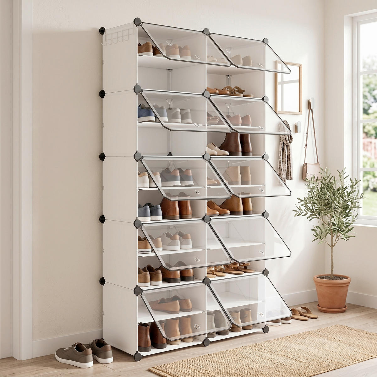 SCHUHREGAL 83/156/32 cm  - Transparent/Weiß, Basics, Kunststoff/Metall (83/156/32cm)