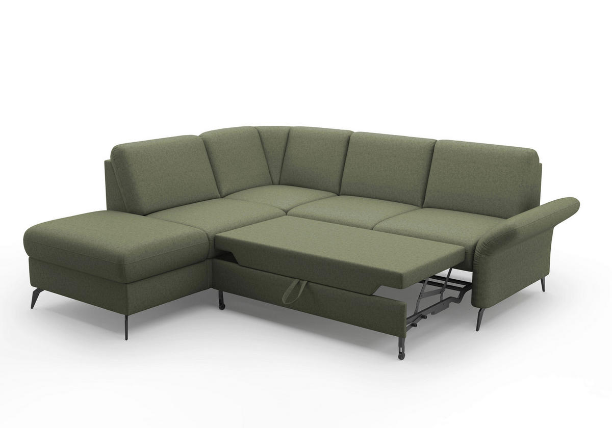 ECKSOFA ROCHELLE E Olivgrün Flachgewebe  - Schwarz/Olivgrün, KONVENTIONELL, Textil/Metall (216/240cm) - Sit & More