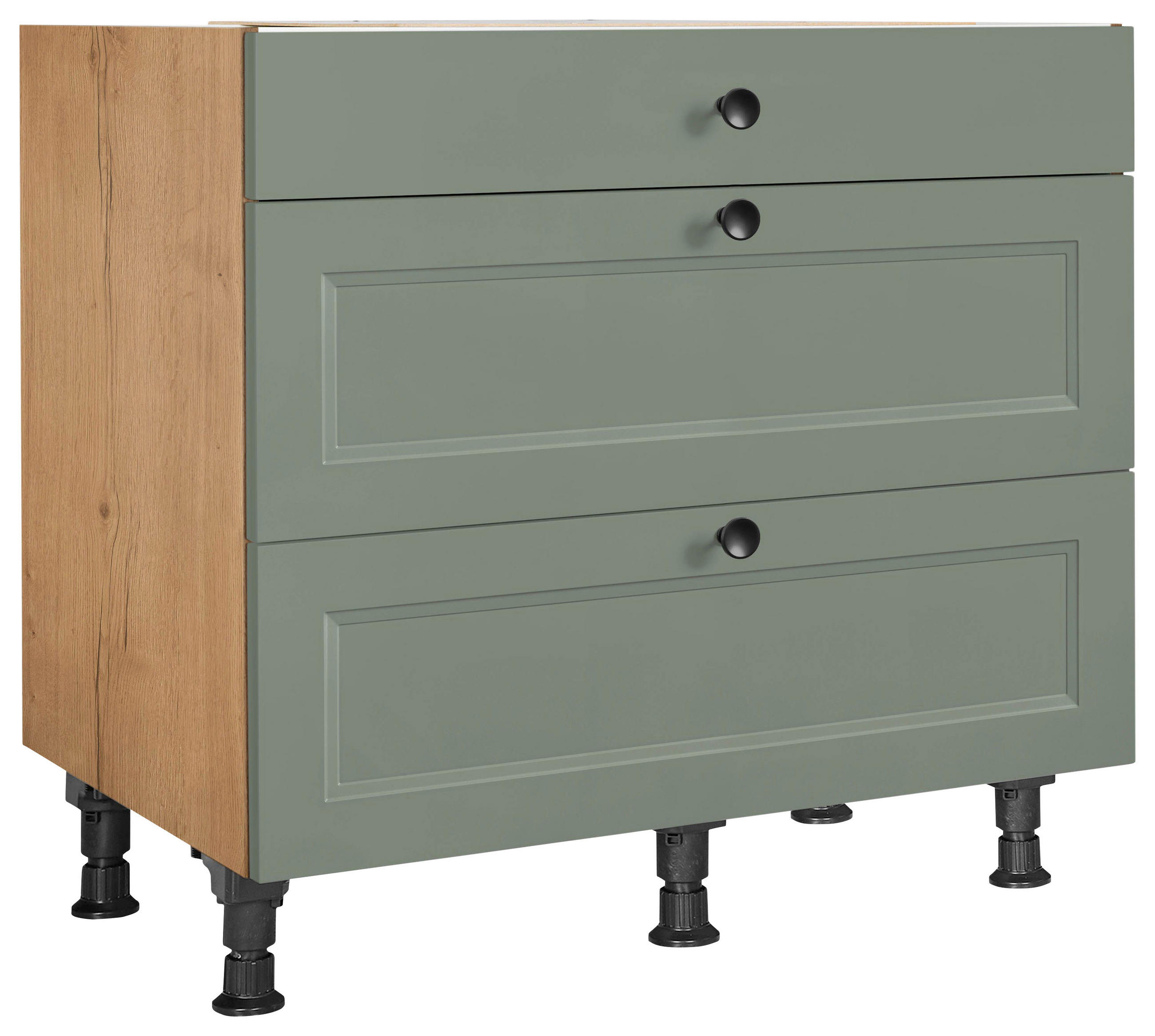 SCHUBKASTENUNTERSCHRANK 90/87/56 cm  in Grün, Eichefarben  - Eichefarben/Schwarz, MODERN, Holzwerkstoff/Metall (90/87/56cm) - Nobilia