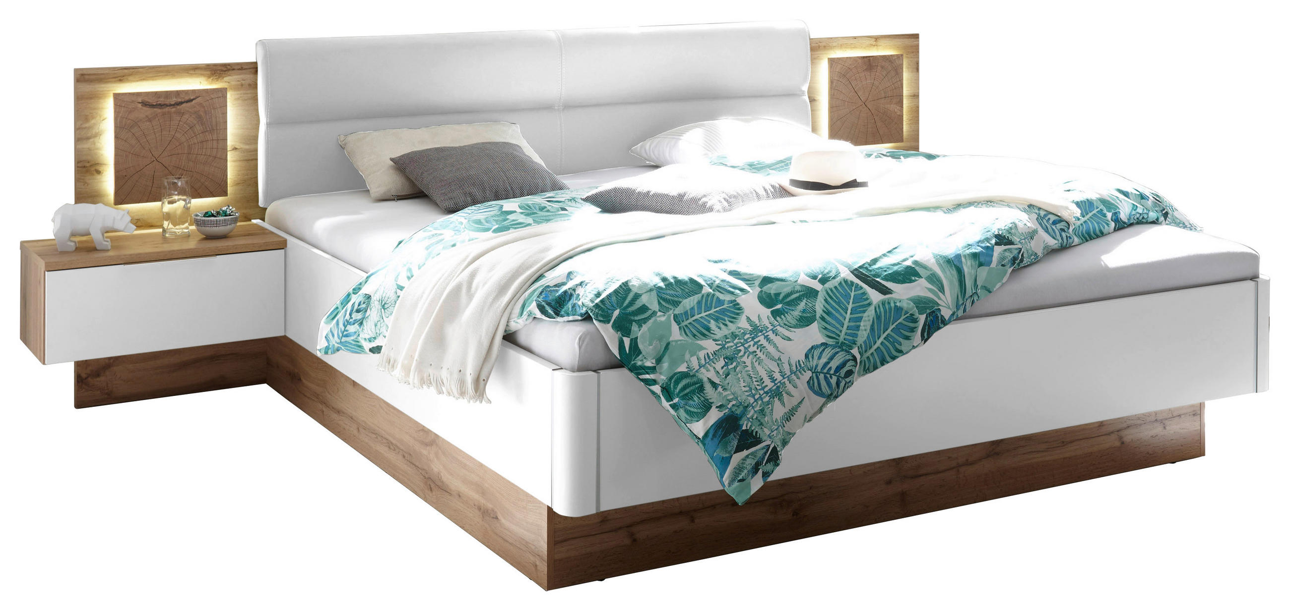 POSTELJNA GARNITURA  180 cm  x  200 cm , tekstil, leseni material divji hrast  - divji hrast, Design, tekstil/leseni material (180/200cm) - Hom`in