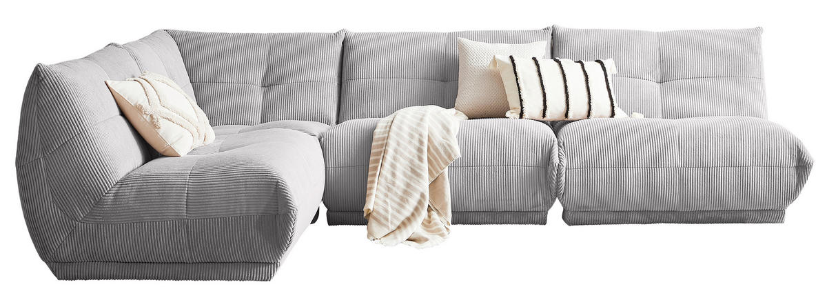 ECKSOFA Grau Cord  - Grau, Trend, Textil (210/315cm) - Livetastic