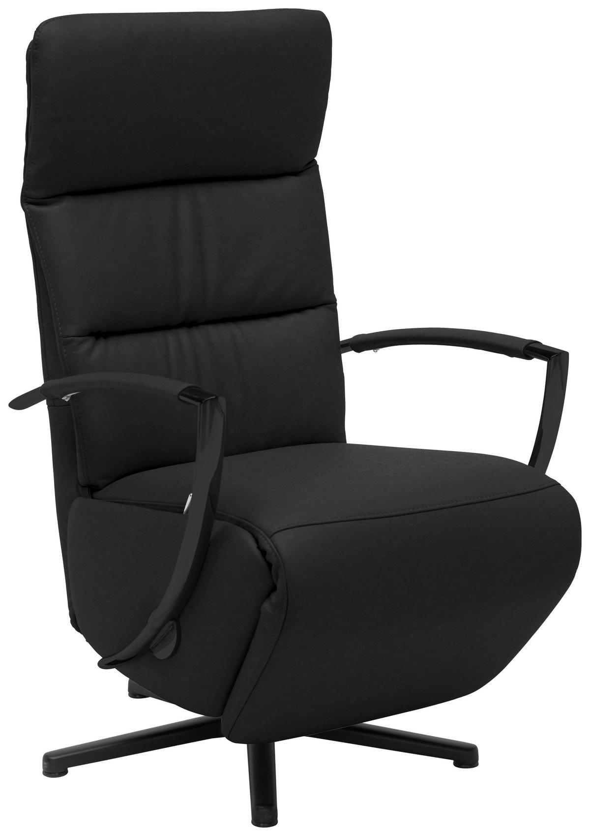 RELAXSESSEL in Leder Schwarz  - Schwarz, Design, Leder/Metall (64/112/80cm) - Cantus