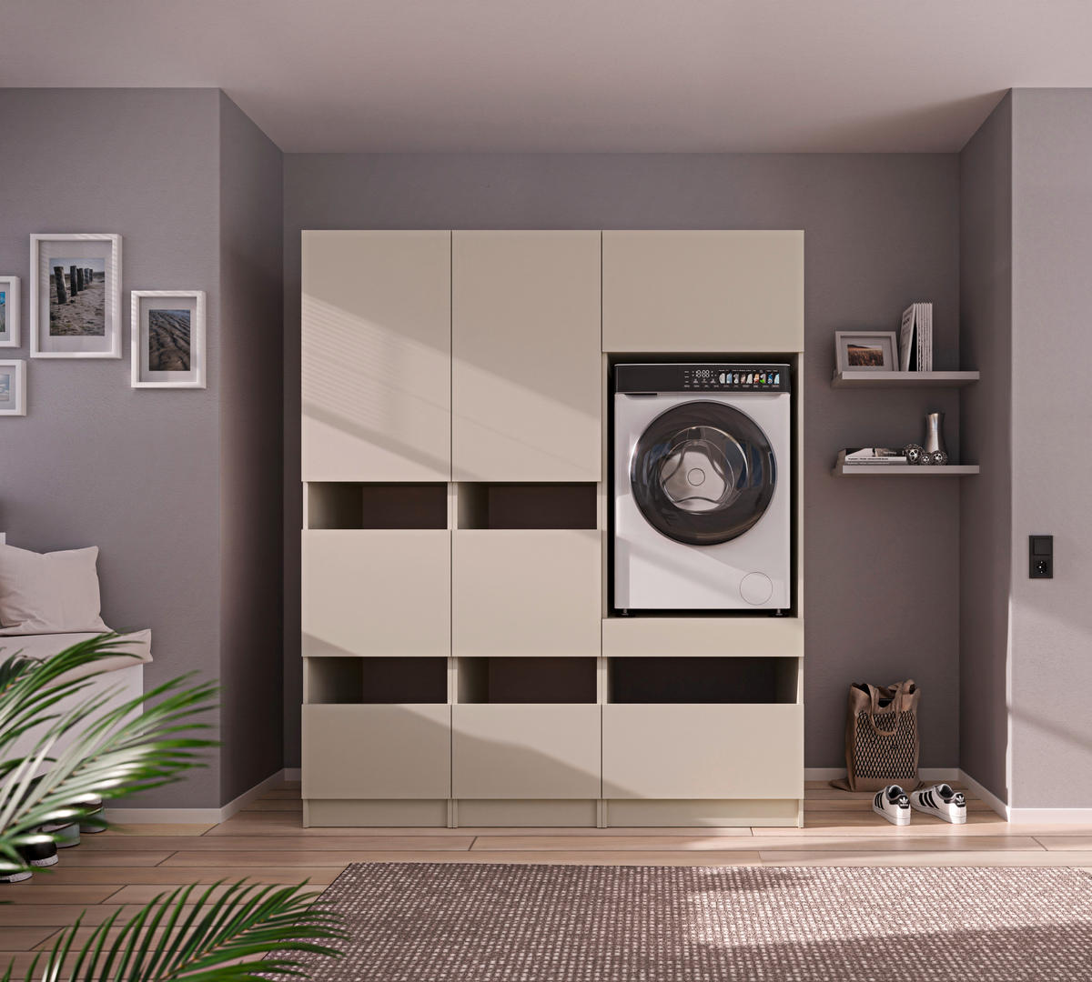 MEHRZWECKSCHRANK 50/200/68 cm  in Kaschmir  - Kaschmir/Schwarz, Design, Holzwerkstoff/Metall (50/200/68cm) - Milino