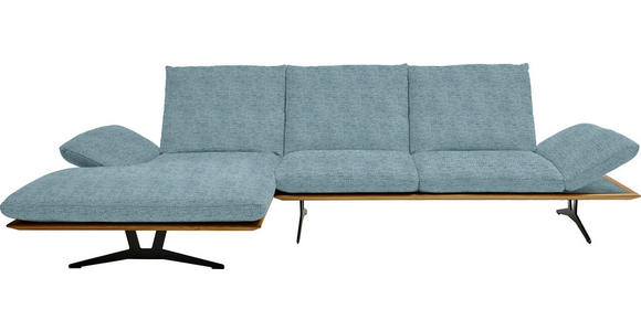 ECKSOFA in Flachgewebe Hellblau 159/314 cm - Schwarz/Hellblau, Design, Holz/Textil (159/314cm) - Dieter Knoll