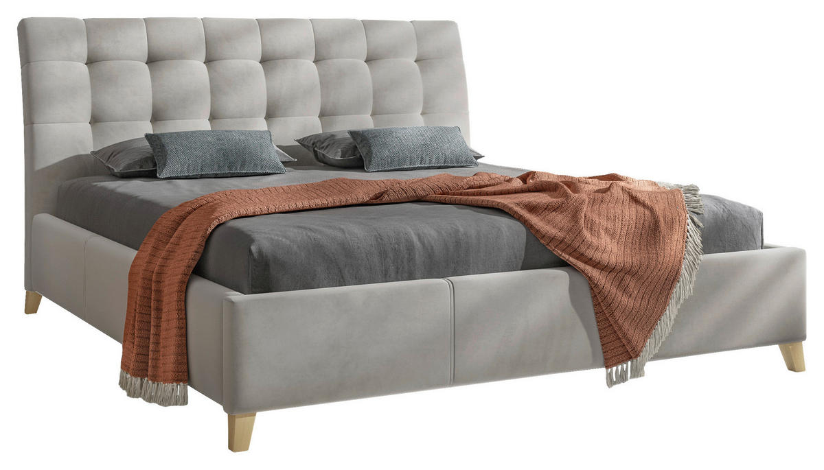 POLSTERBETT 180/200 cm  in Beige, Ecru  - Ecru/Eichefarben, Konventionell, Holz/Textil (180/200cm) - Hom`in