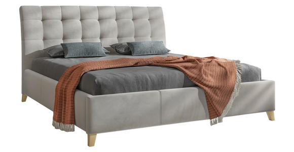 POLSTERBETT Lattenrost, Bettkasten Beige, Ecru 160/200 cm - Ecru/Eichefarben, KONVENTIONELL, Holz/Textil (160/200cm) - Hom`in