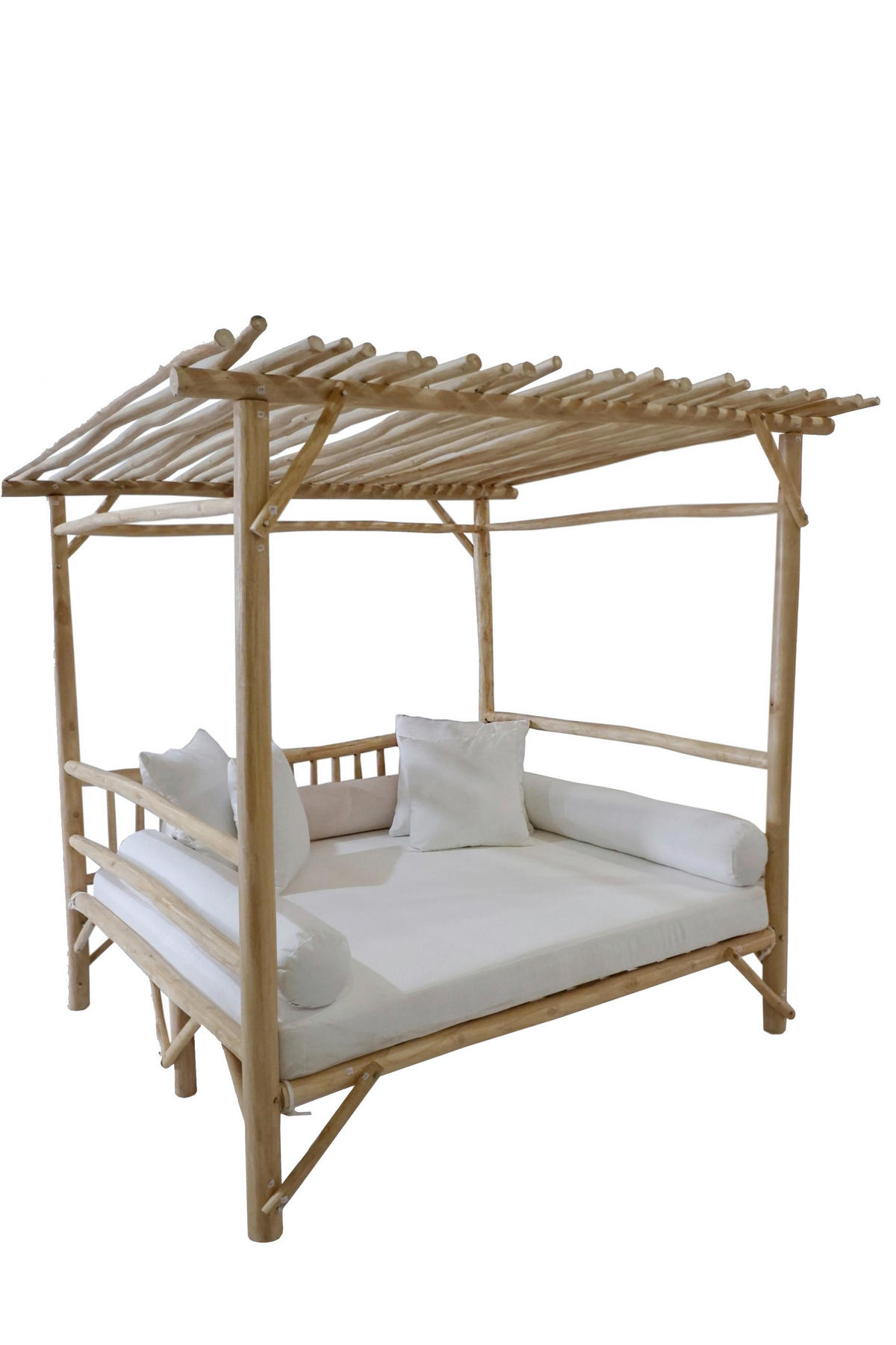 LOUNGEBETT  - Naturfarben/Weiß, Natur, Holz/Textil (200/200/180cm) - Livetastic