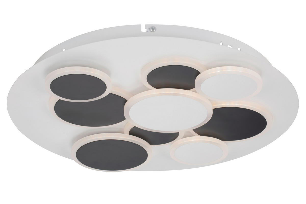 STROPNÍ LED SVÍTIDLO, 46,8/6 cm  - bílá/černá, Trend, kov/plast (46,8/6cm) - Novel