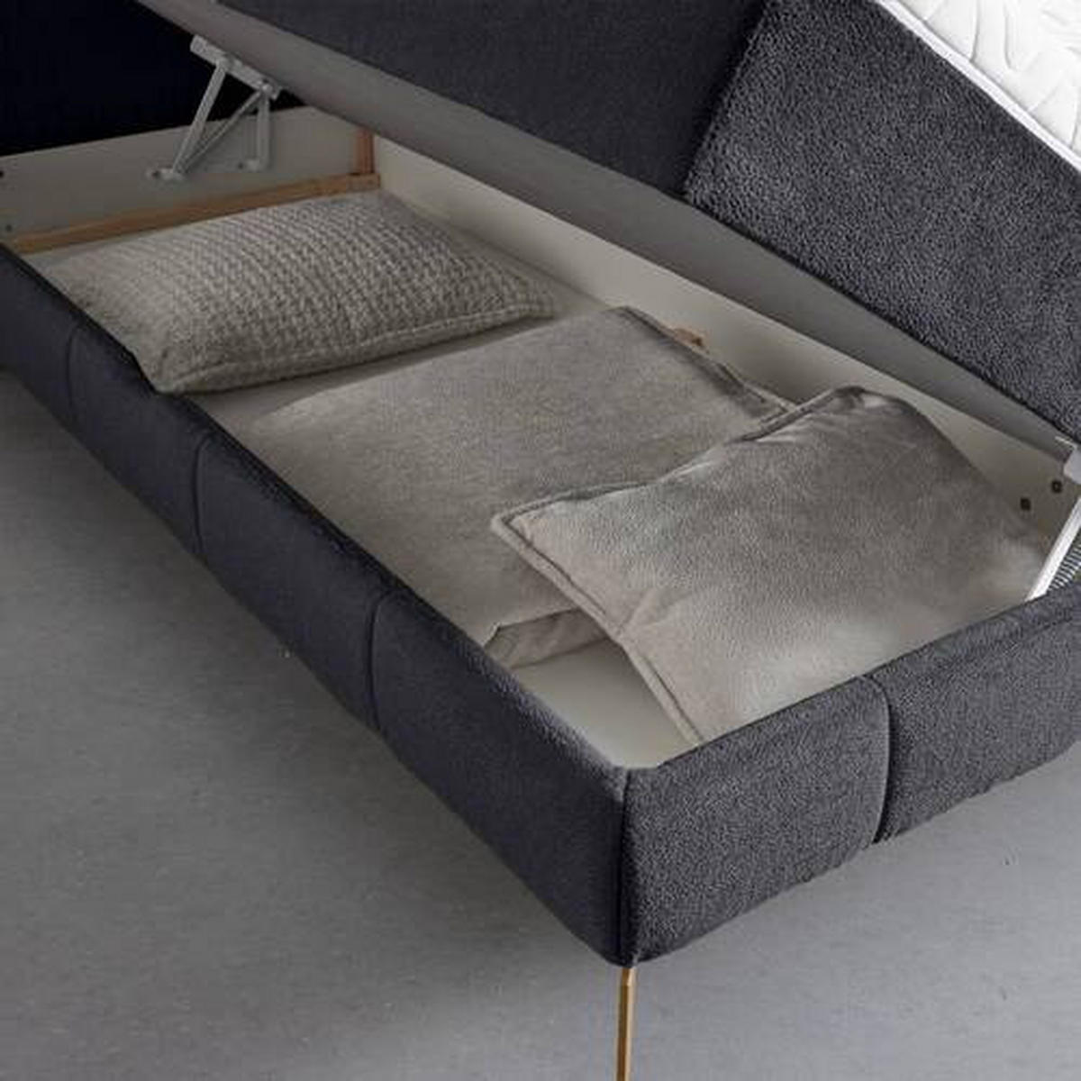 BOXSÄNG  i svart  - svart/guldfärgad, metall/trämaterial (207/113/210cm) - Visionight