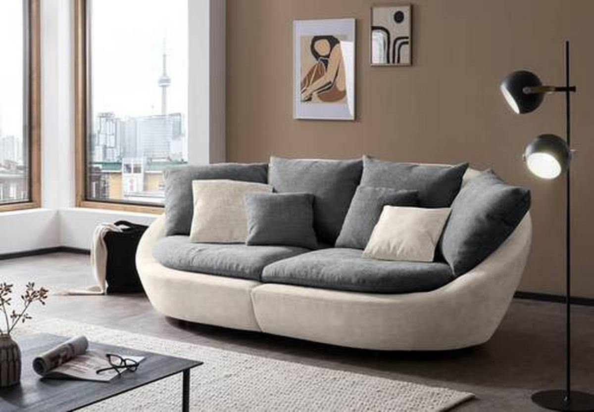 BIGSOFA in Chenille Anthrazit, Beige  - Anthrazit/Beige, Modern, Kunststoff/Textil (280/87/131cm) - Trendmanufaktur