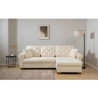 ECKSOFA in Creme  - Buchefarben/Creme, Design, Holz/Textil (266/161cm) - MID.YOU