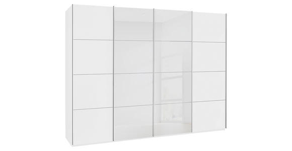 SCHWEBETÜRENSCHRANK 271/235/68 cm 4-türig Weiß - Chromfarben/Weiß, KONVENTIONELL, Glas/Holzwerkstoff (271/235/68cm) - Novel