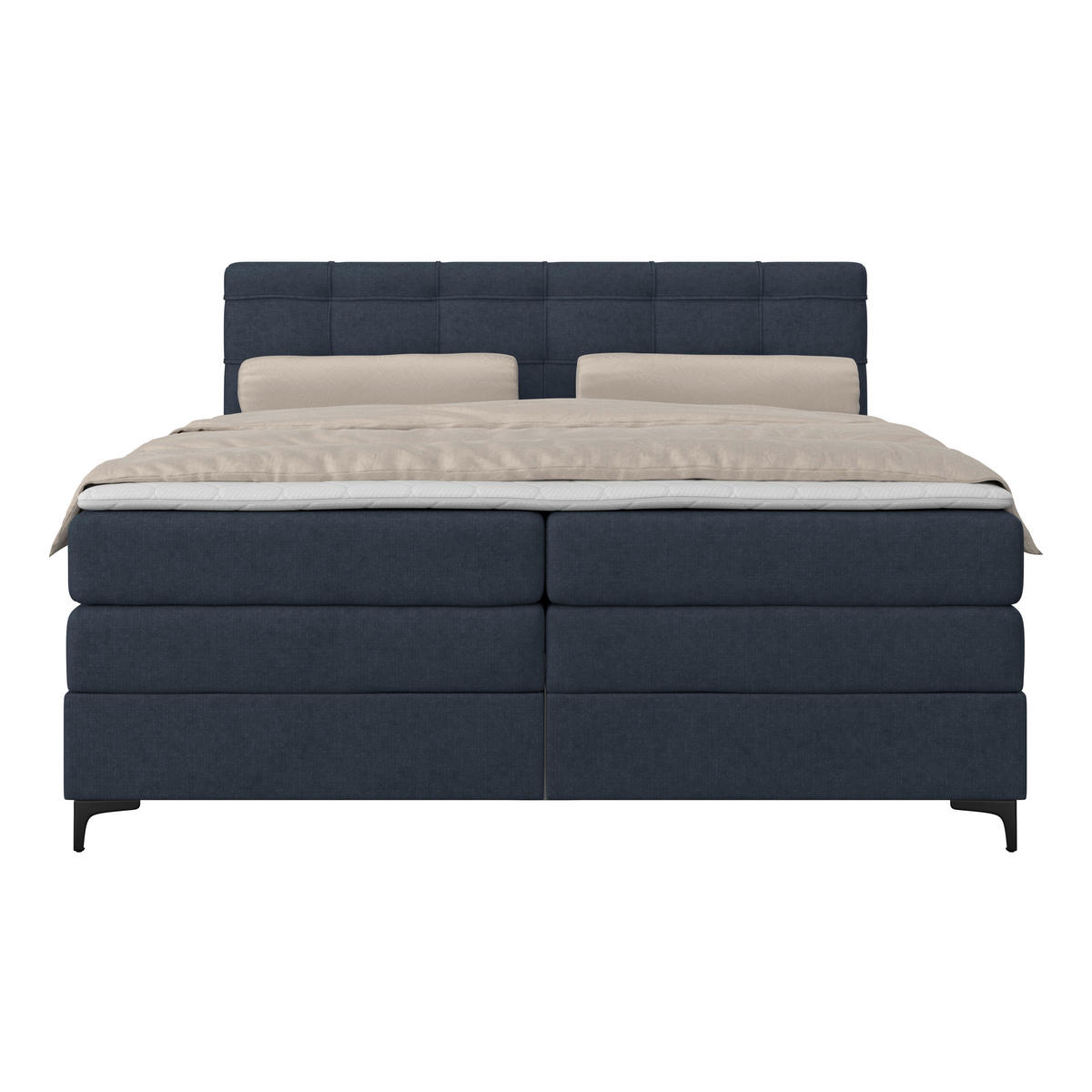 BOXSPRINGBETT 160/200 cm,  in Dunkelblau, H3 = fest  - Schwarz/Dunkelblau, KONVENTIONELL, Kunststoff/Textil (160/200cm)