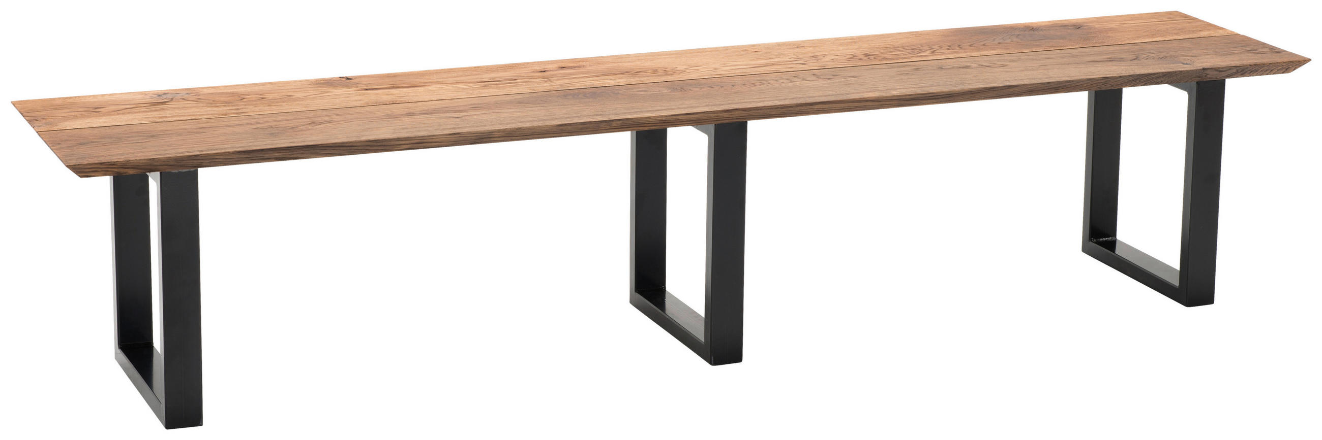 SITTBÄNK i trä, metall svart, ekfärgad  - svart/ekfärgad, Klassisk, metall/trä (240cm) - Welnova
