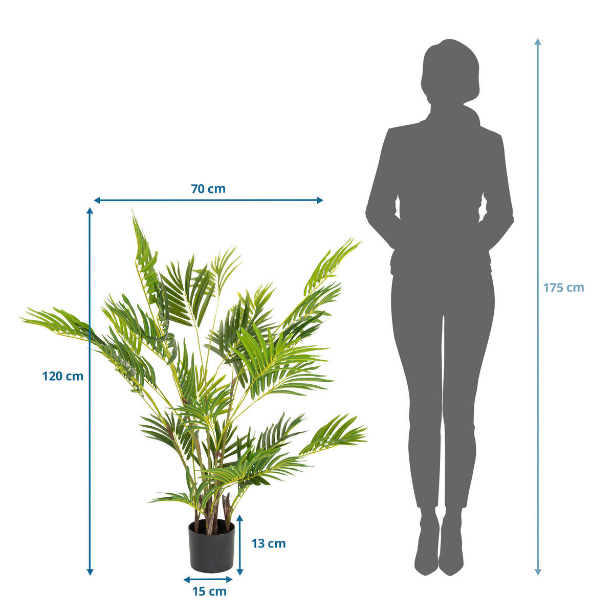 KUNSTPFLANZE Palme  - Schwarz/Braun, Basics, Kunststoff (70/120/70cm) - MID.YOU