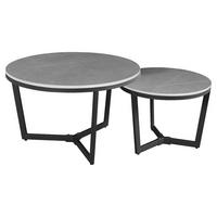 COUCHTISCH 68,5/68,5/43 cm rund Dunkelgrau  - Dunkelgrau/Schwarz, KONVENTIONELL, Stein/Metall (68,5/68,5/43cm) - MID.YOU