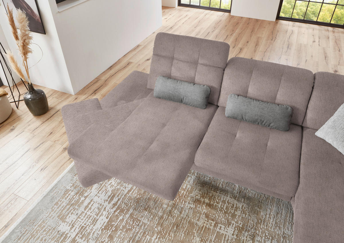 ECKSOFA in Flachgewebe Silberfarben  - Silberfarben/Schwarz, Design, Textil/Metall (309/190cm) - Beldomo Style