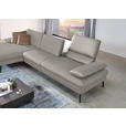 ECKSOFA in Echtleder Hellgrau  - Hellgrau/Schwarz, Design, Leder/Metall (157/325cm) - Dieter Knoll