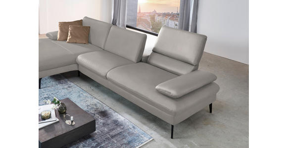 ECKSOFA in Echtleder Hellgrau  - Hellgrau/Schwarz, Design, Leder/Metall (157/325cm) - Dieter Knoll